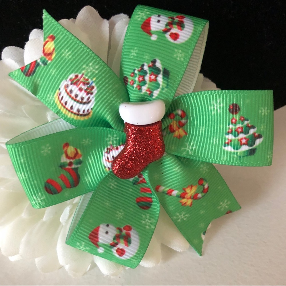 🌸3/$9🌸 Handmade Green Ribbon Glitter Stocking